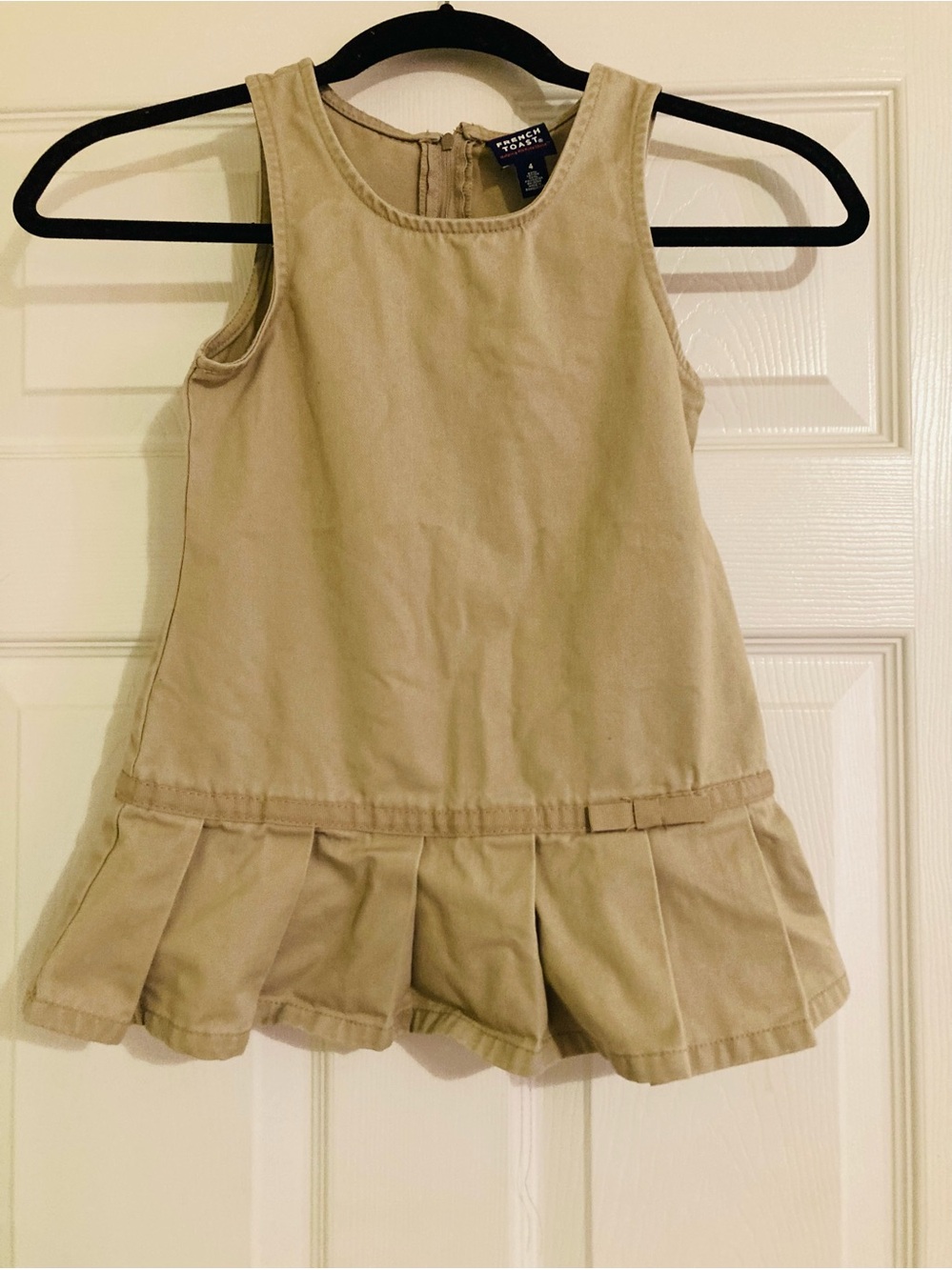 French Toast Khaki Pleated School Dress